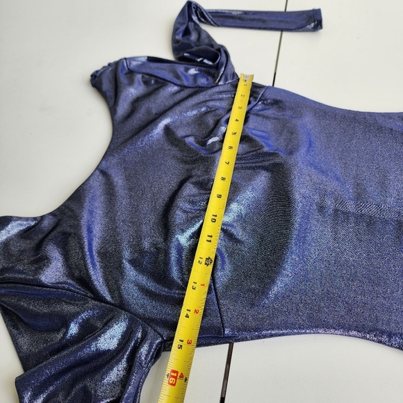 NWT Windsor Navy Blue Metallic Pencil Dress Long Sleeve Stretch Bodycon Bling S - Picture 9 of 16